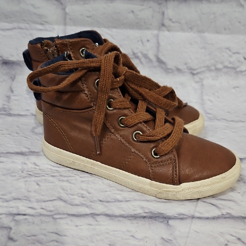 Cat & Jack Kids' Brown Lace-Up High Top Sneakers - Picture 2 of 6